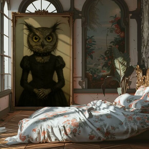 Original Victorian Owl Art Print + Digital Copy - Picture 5 of 10